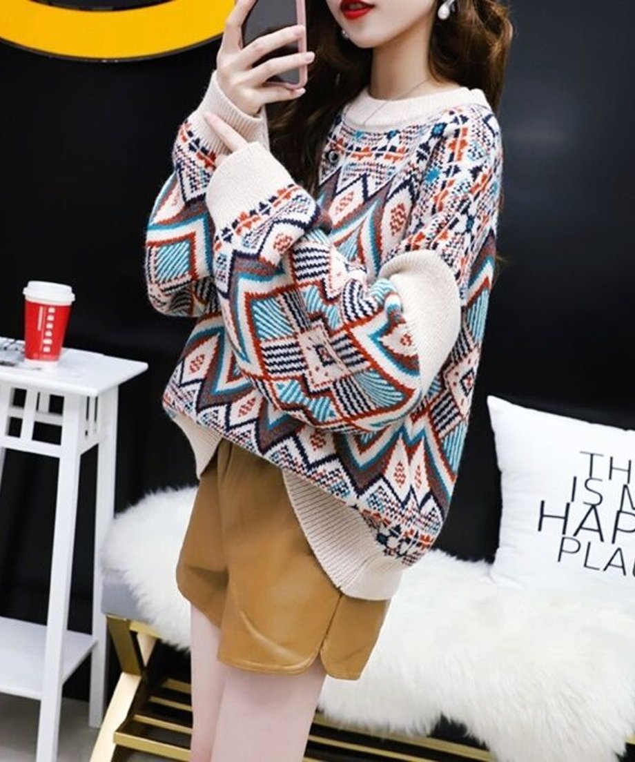 Tribal Geometric Knit Sweater