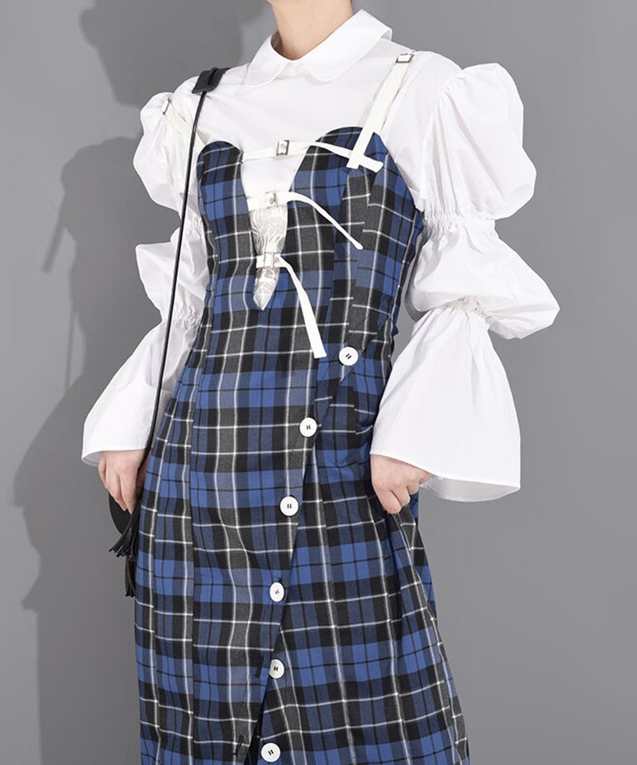 check pattern camisole dress