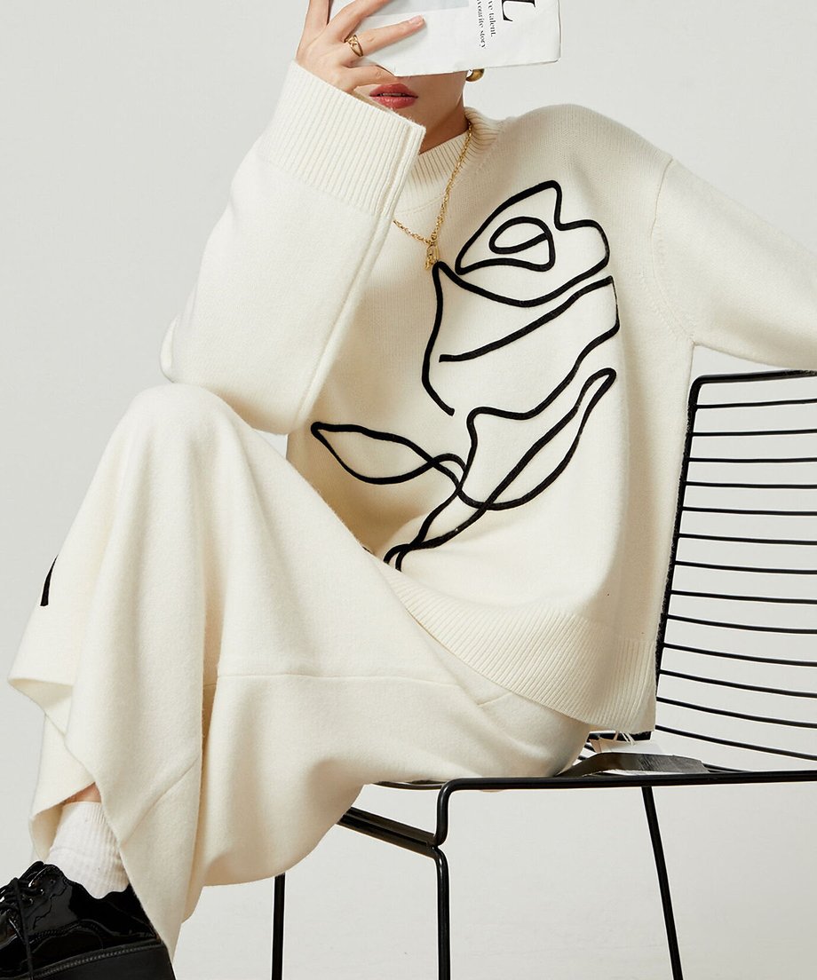Line Drawing Sweater & Skirt Co-ord