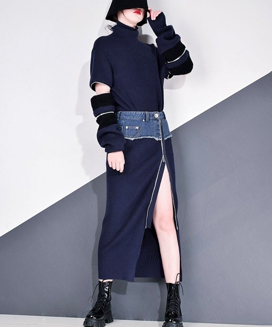 Designer Zip Sweater & Skirt Co-ord