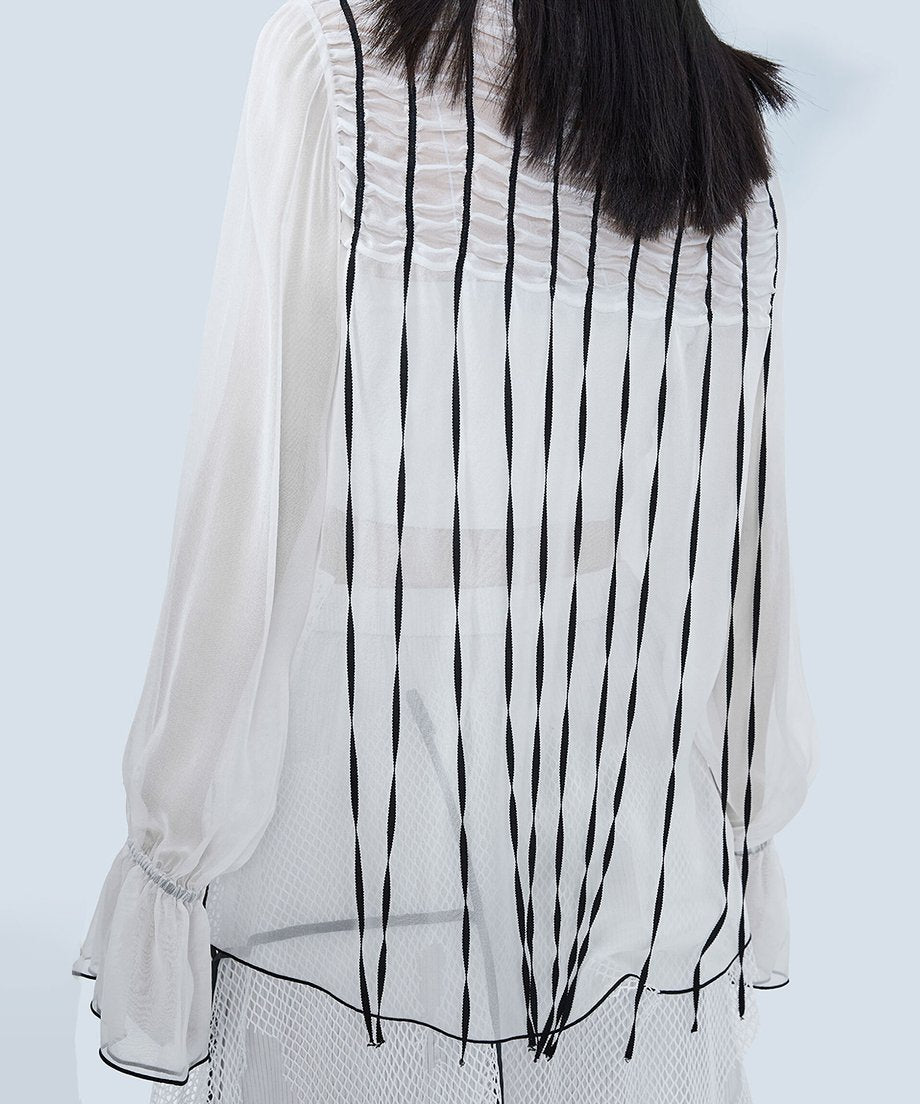 Line Art Sheer Blouse
