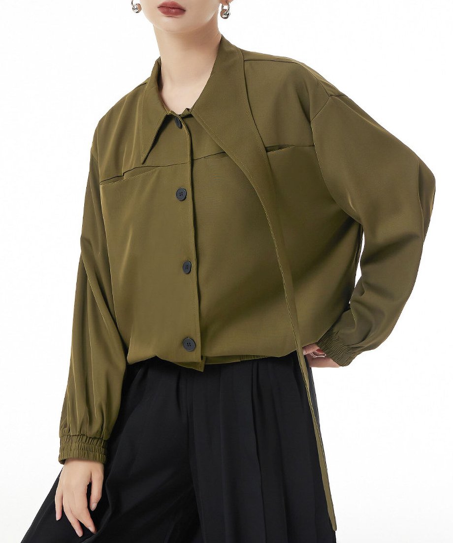 Scarf Detail Volume Jacket