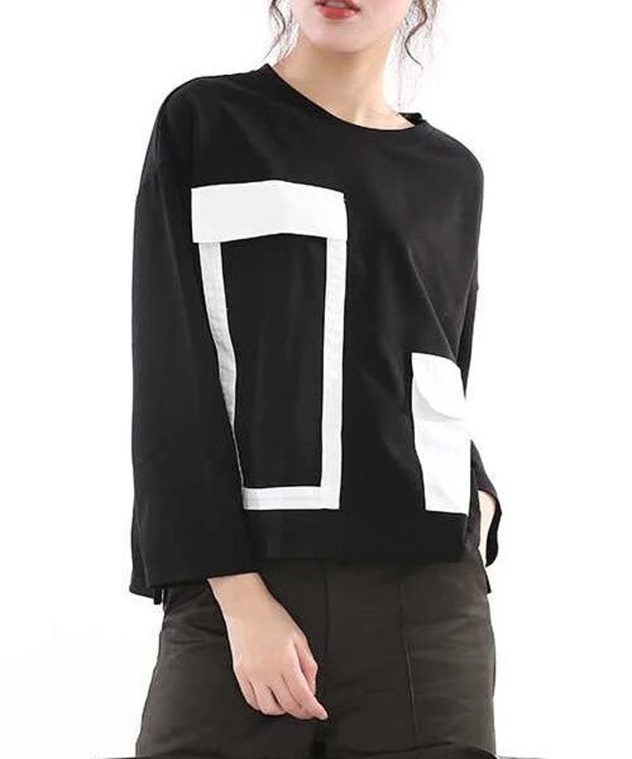 Geometric Panel Graphic Long Sleeve Top