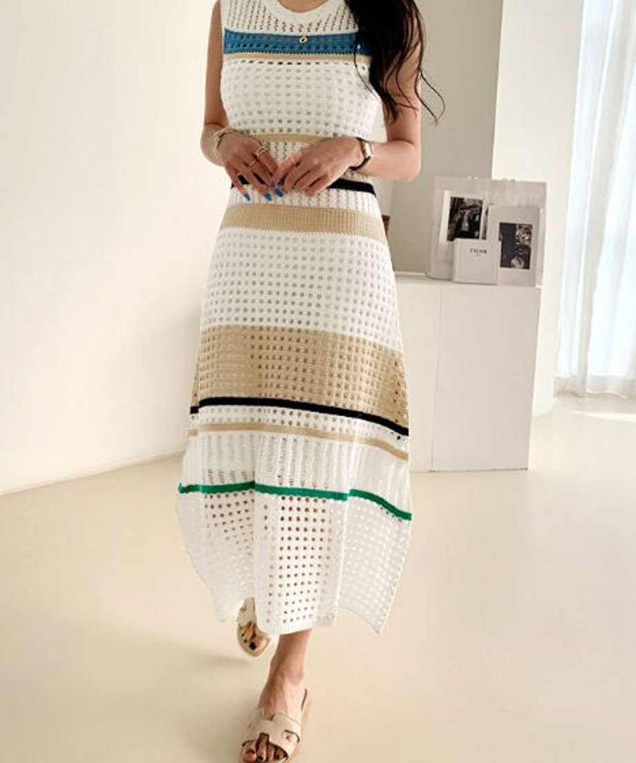 Striped Mesh Dress