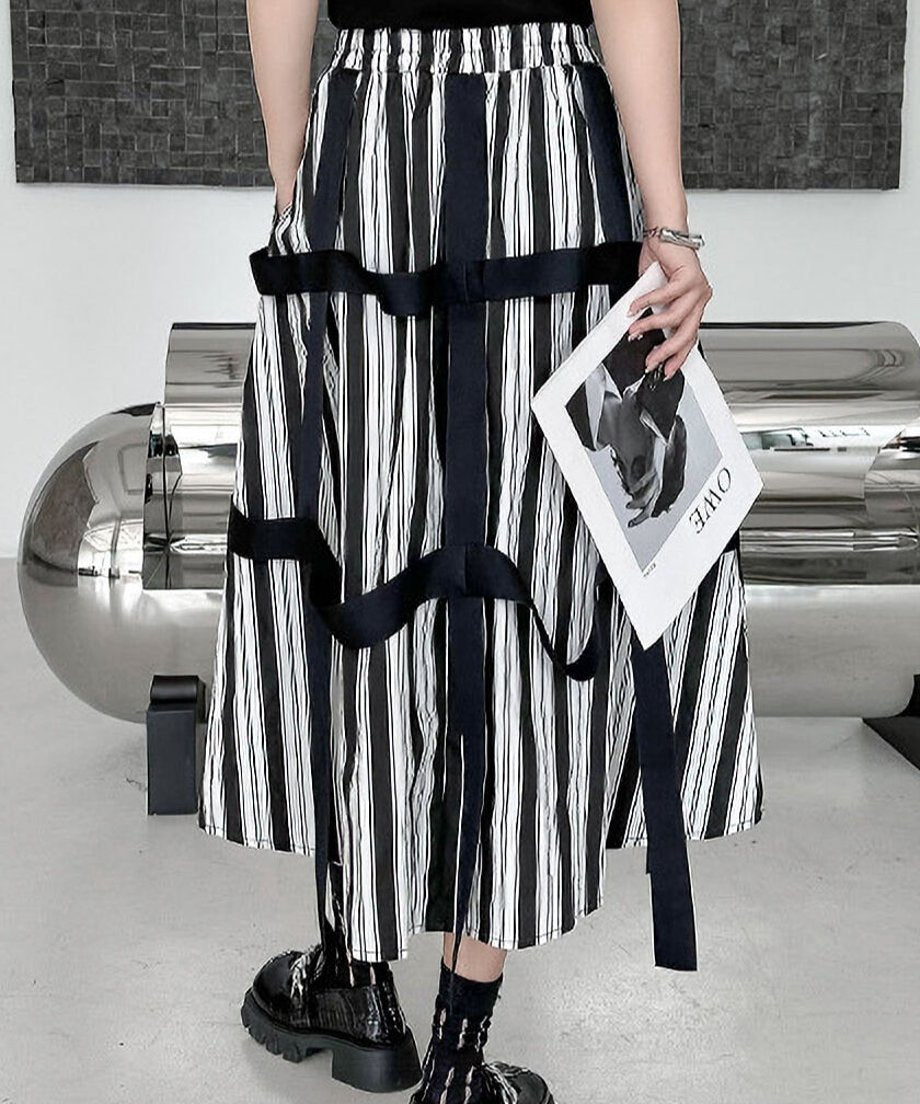 String Ribbon Flare Skirt