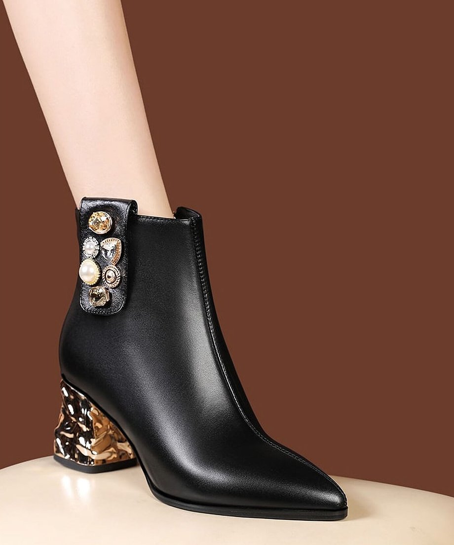 Metallic Sculpture Heel Ankle Boots