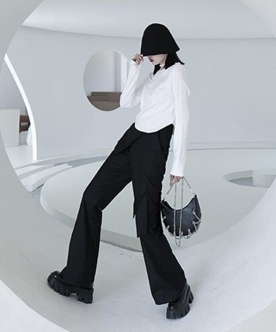 Layered Flare Cargo Pants