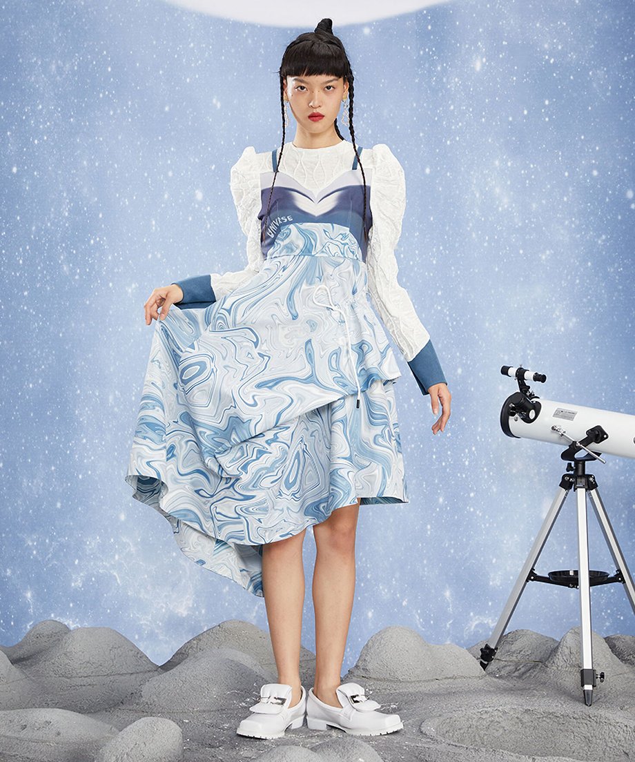 Faux Layered Marble Dress