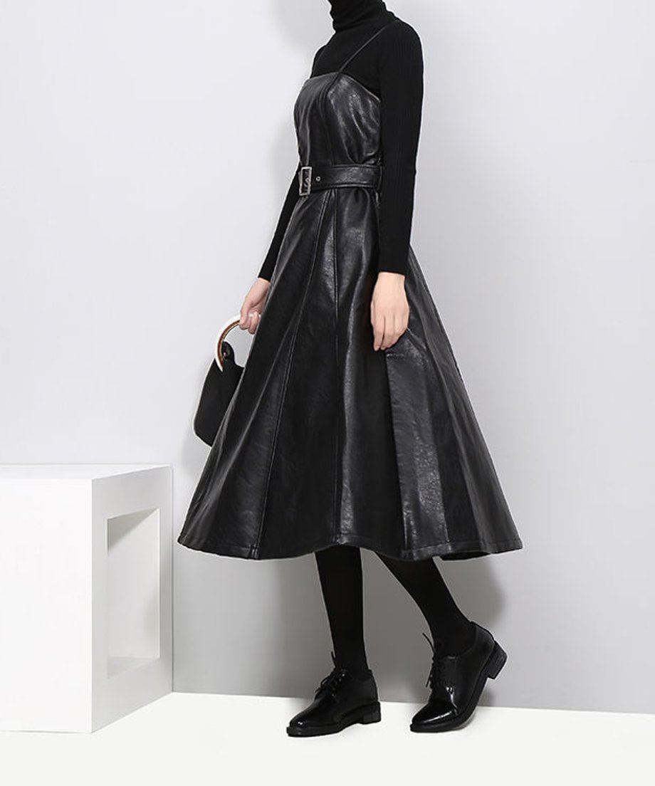 Faux Leather Dress