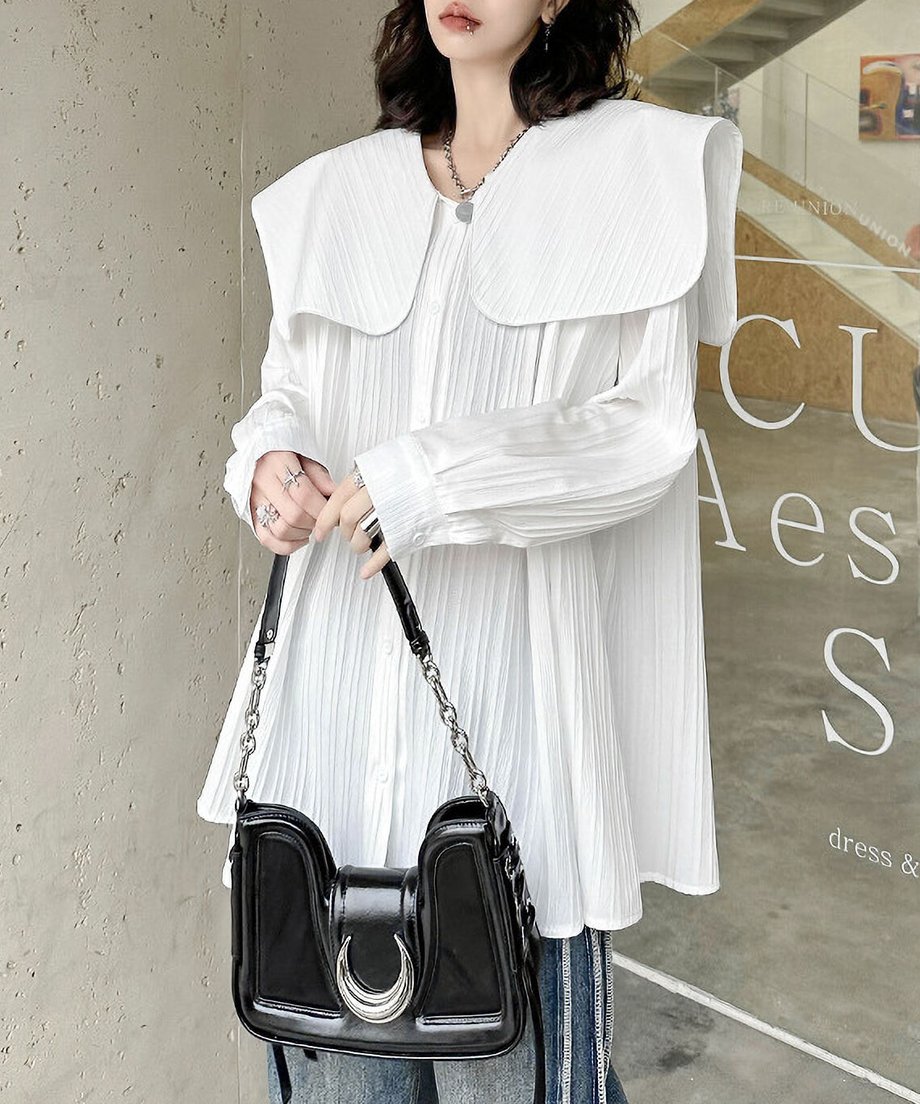 Pleated Sailor Collar Blouse