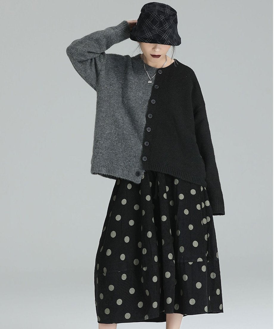 Two-Tone Split Button Cardigan