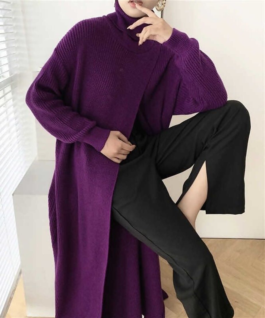 Long Knit Drape Sweater