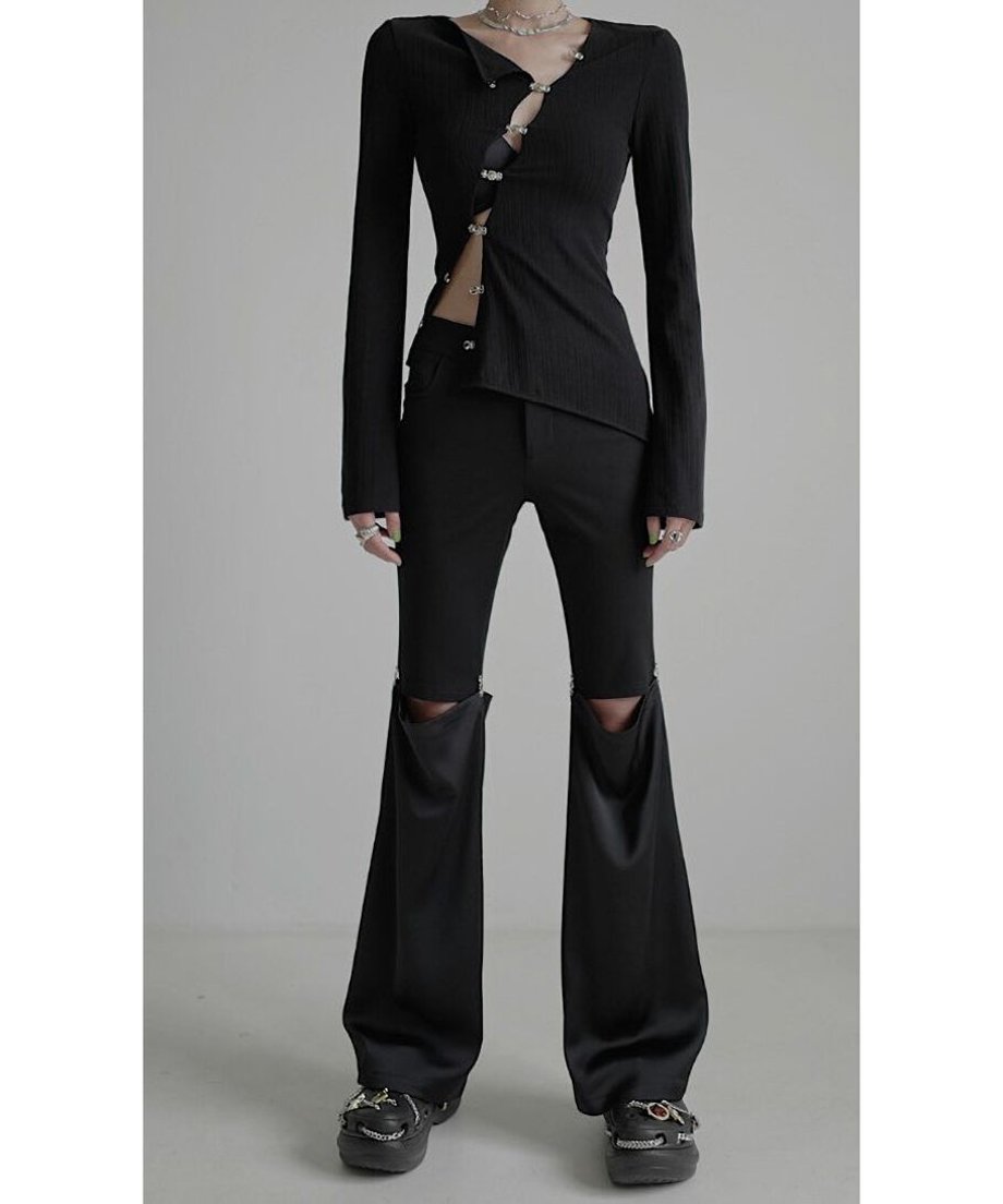 Asymmetric Cut-Out Hook Cardigan