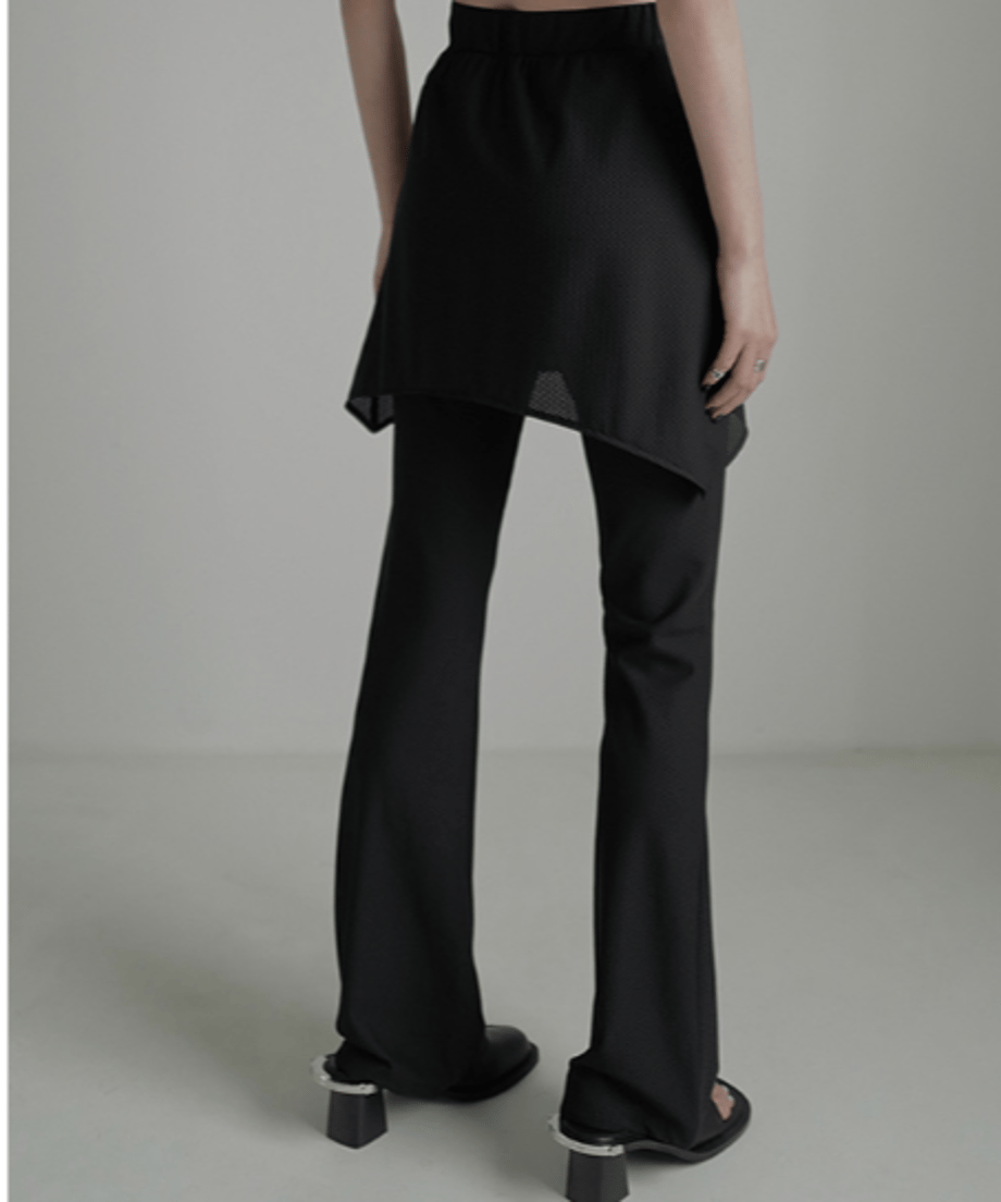 Asymmetric Skirted Flare Pants