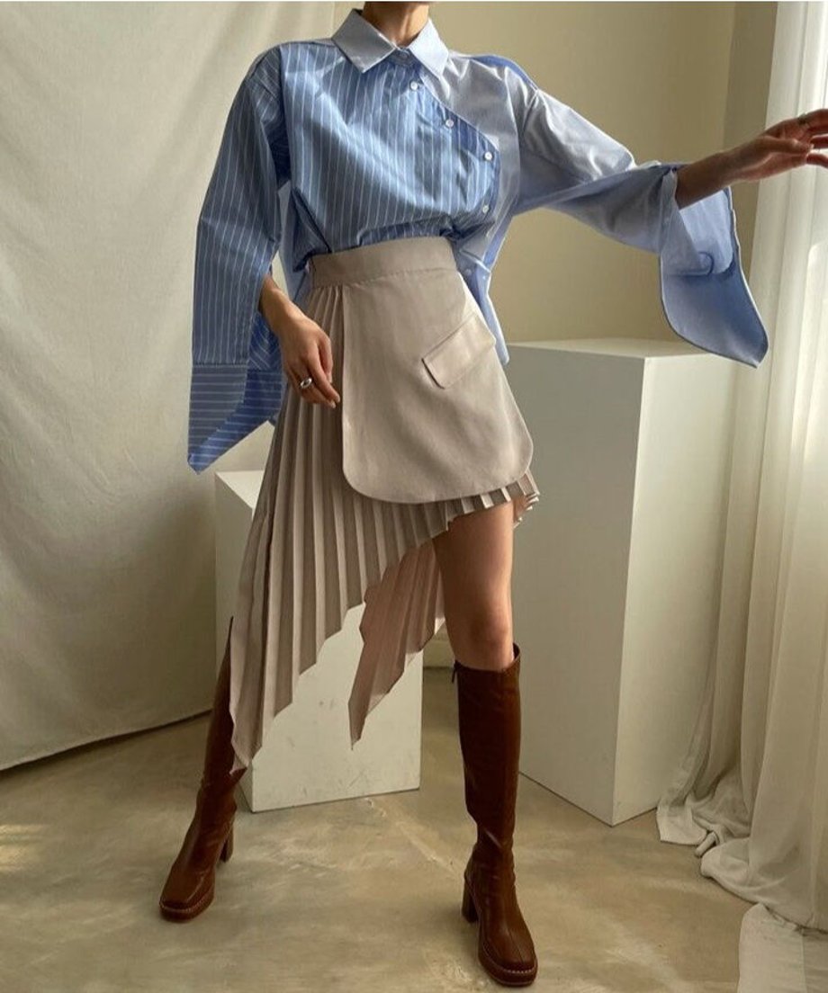 Asymmetric Stripe Patchwork Shirt