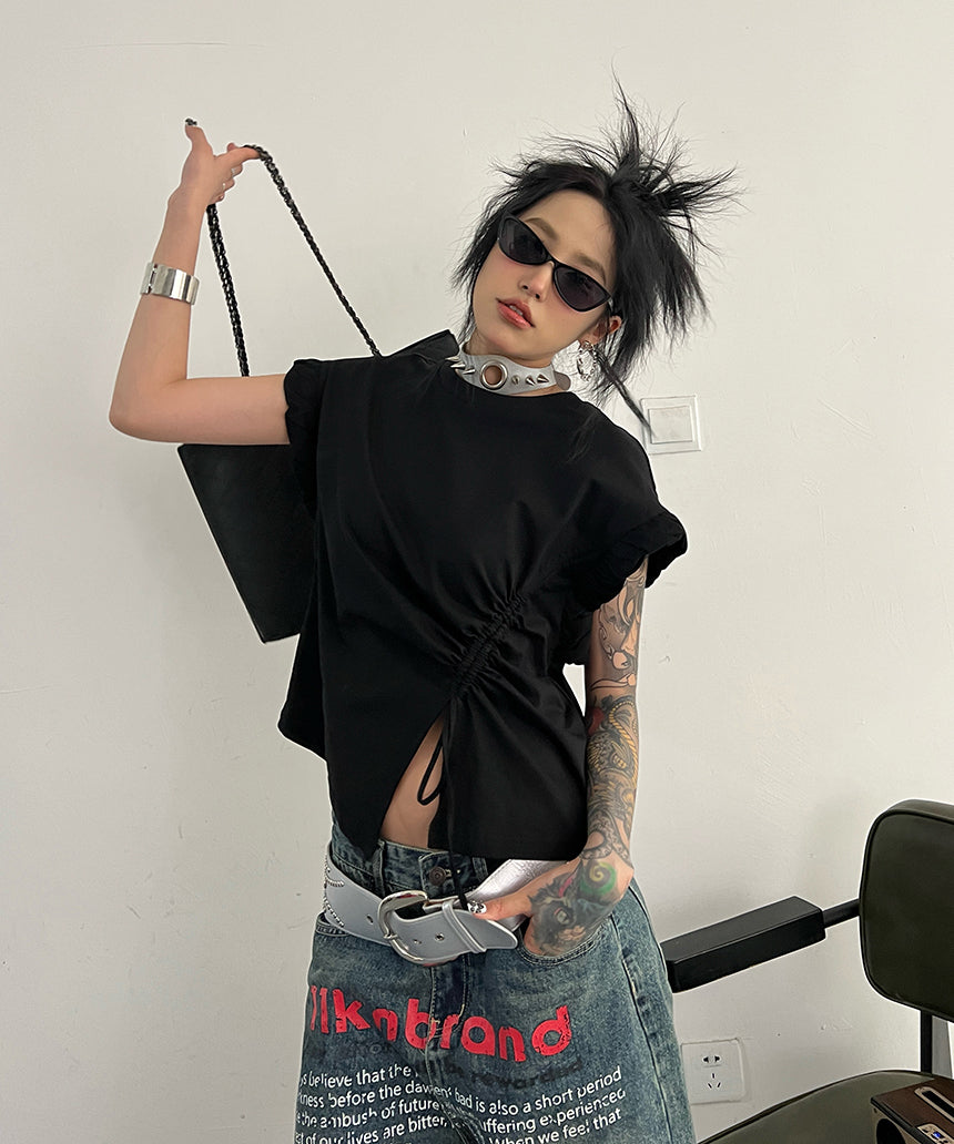 English Letter Print Denim Pants