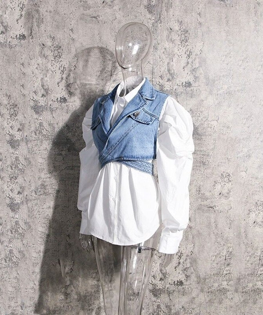 Puff Sleeve Shirts & Vest Co-ord