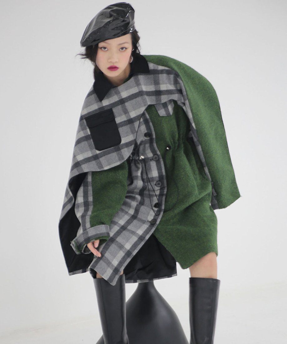 Waist Drawstring Cape Coat