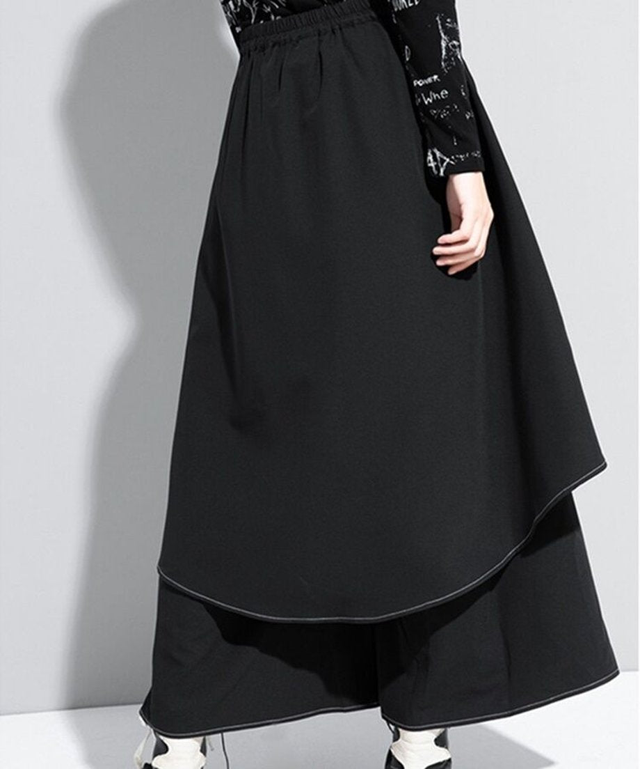 Asymmetric Fold Wide Pants