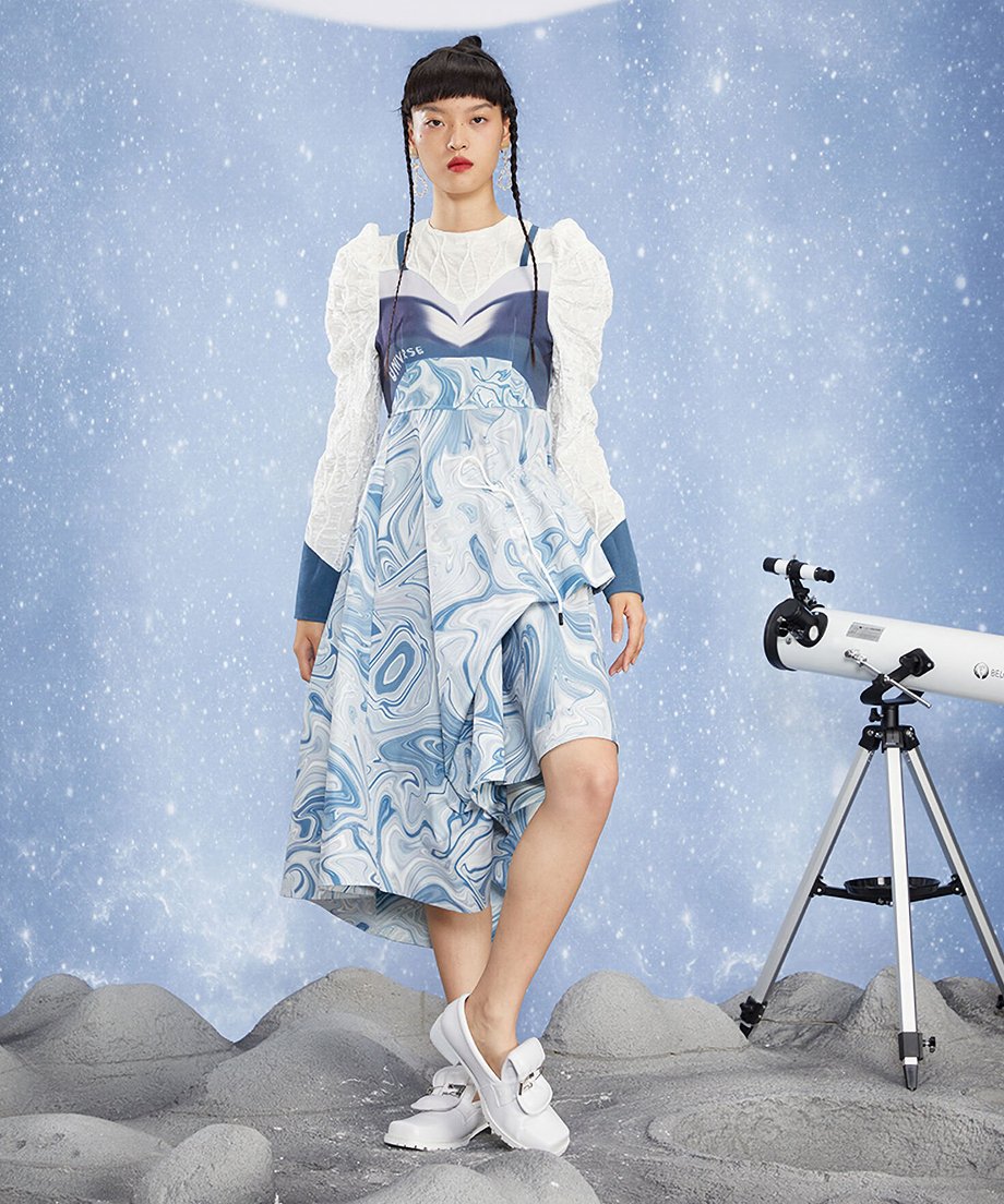 Faux Layered Marble Dress