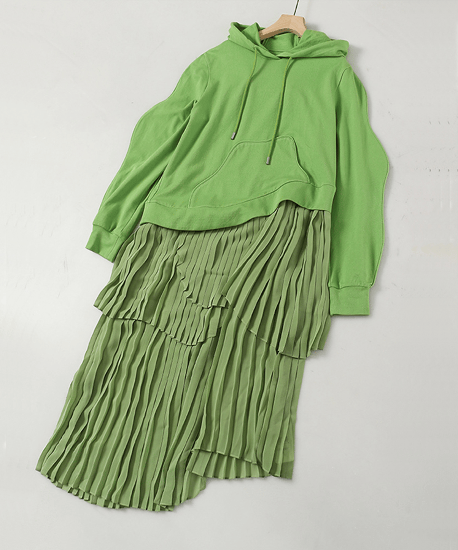 Pleated Hoodie Dress