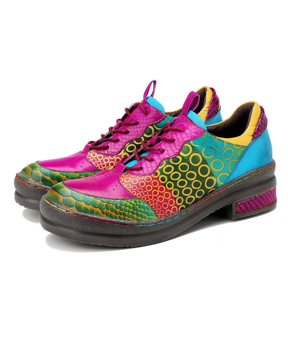 Pop Color Patchwork Derby Shoes