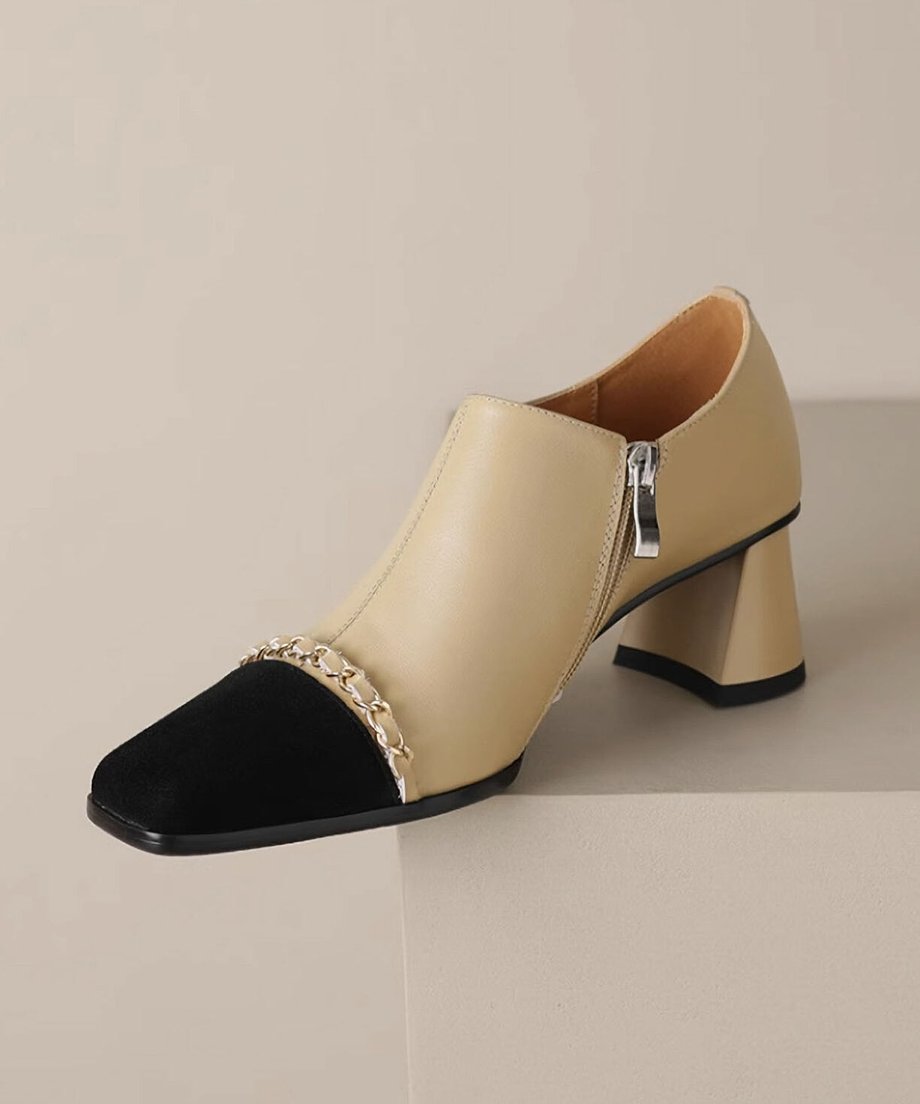 Bicolor Chain Booties
