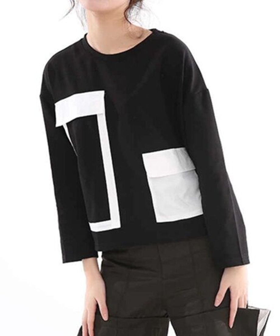 Geometric Panel Graphic Long Sleeve Top