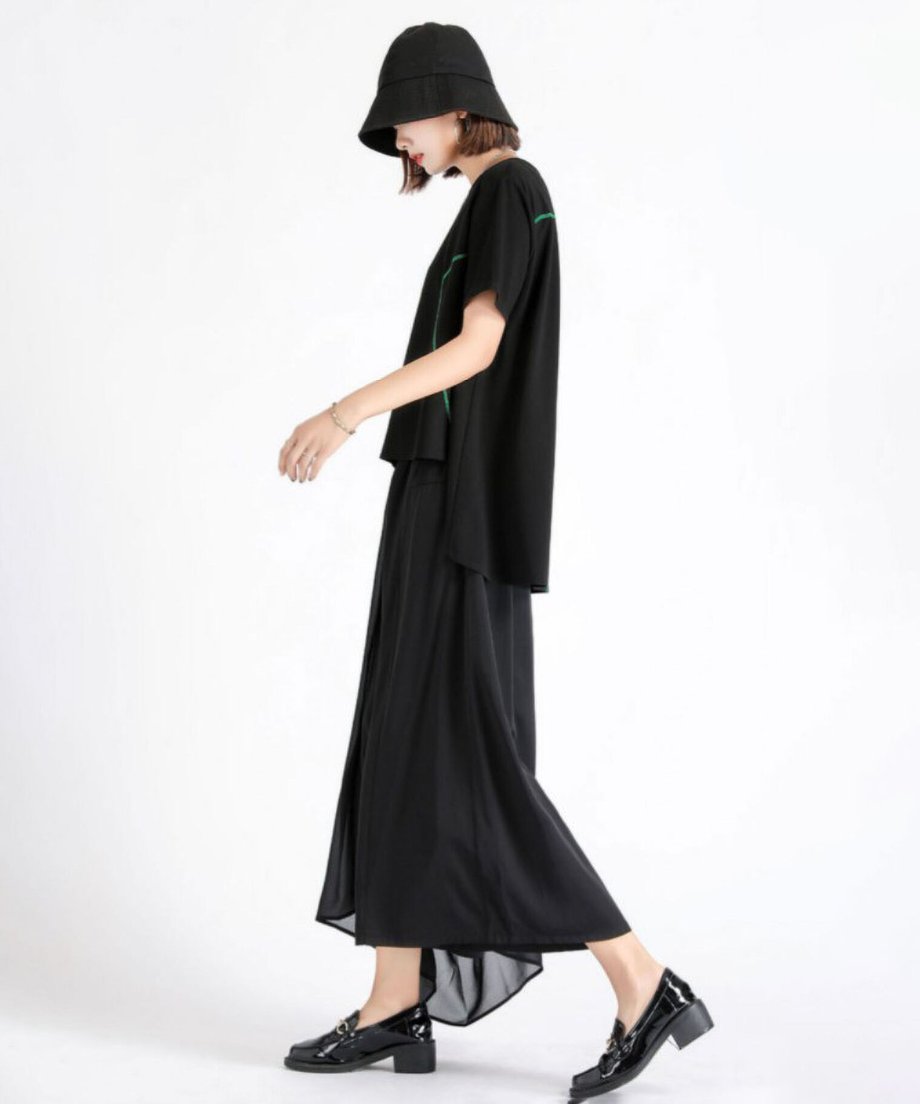 Draped Asymmetric Wide Pants