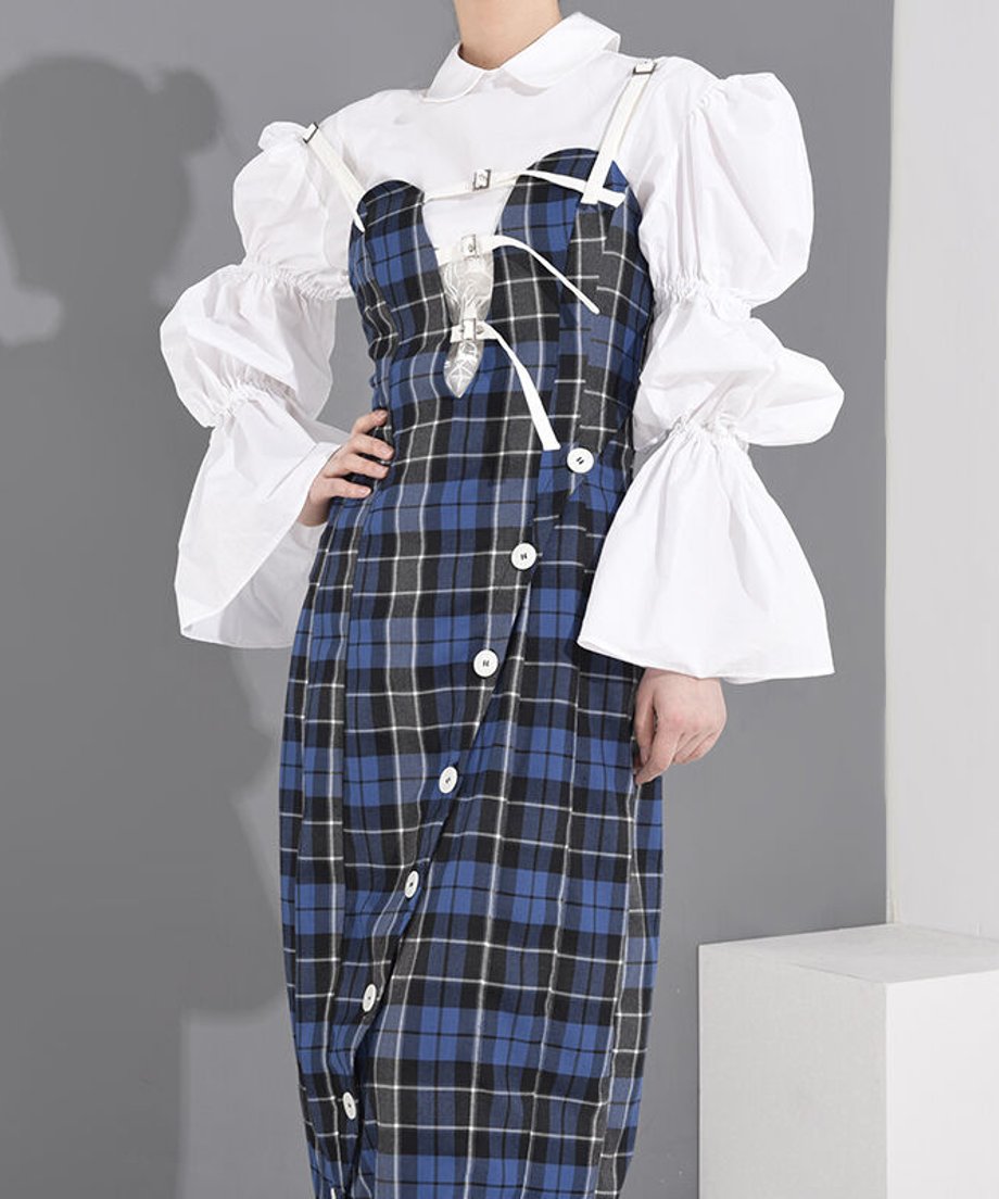 check pattern camisole dress