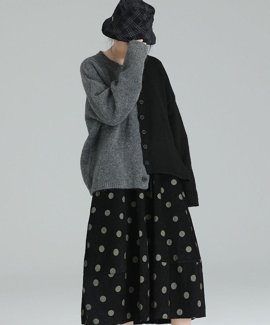 Two-Tone Split Button Cardigan