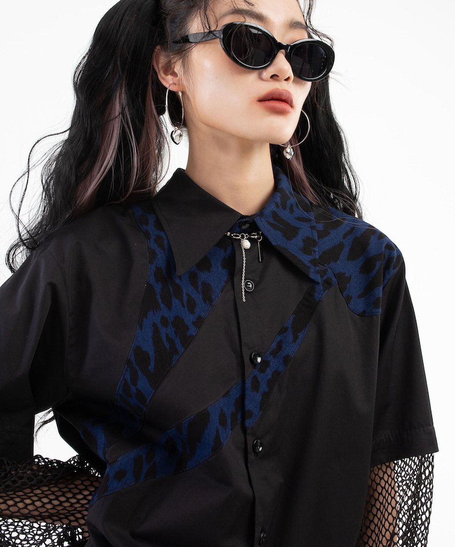 Sleeve Mesh Blouse