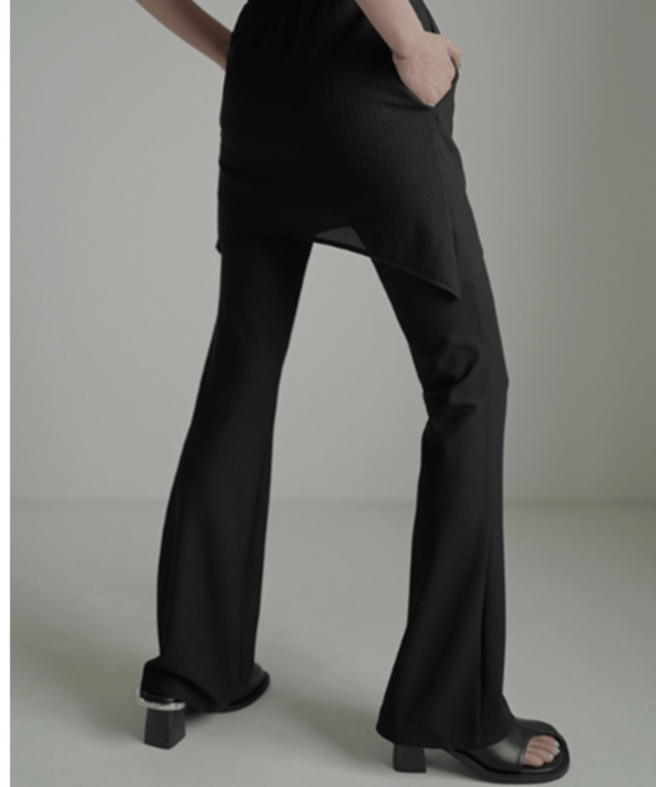 Asymmetric Skirted Flare Pants