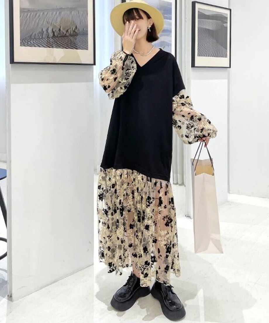 Sleeve See-through Dress
