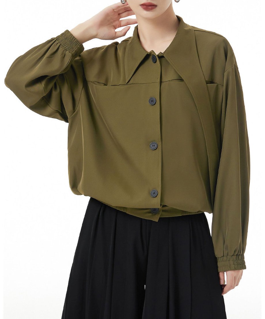 Scarf Detail Volume Jacket