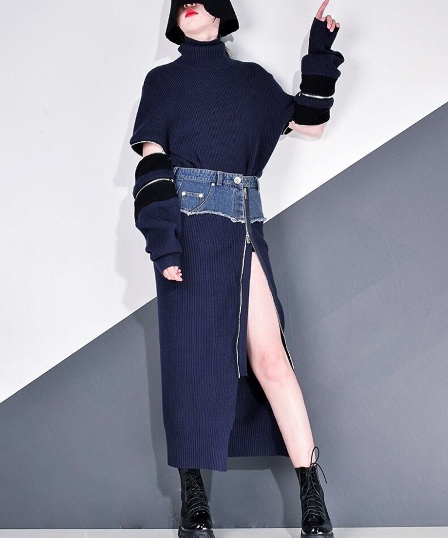 Designer Zip Sweater & Skirt Co-ord
