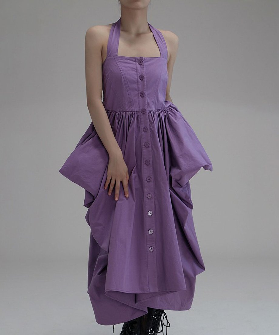 Design Pocket Halter-neck Dress