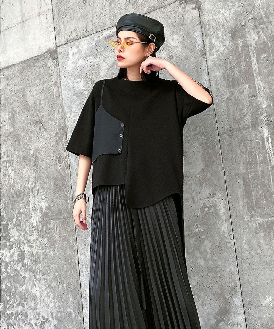 Half Sleeve Asymmetric Top