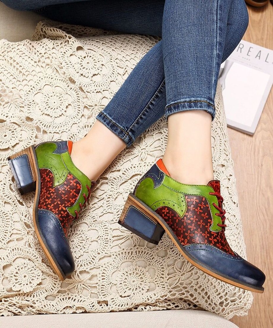 Color Patchwork Oxford Shoes