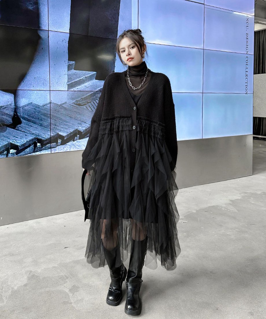 Tulle Tiered Cardigan