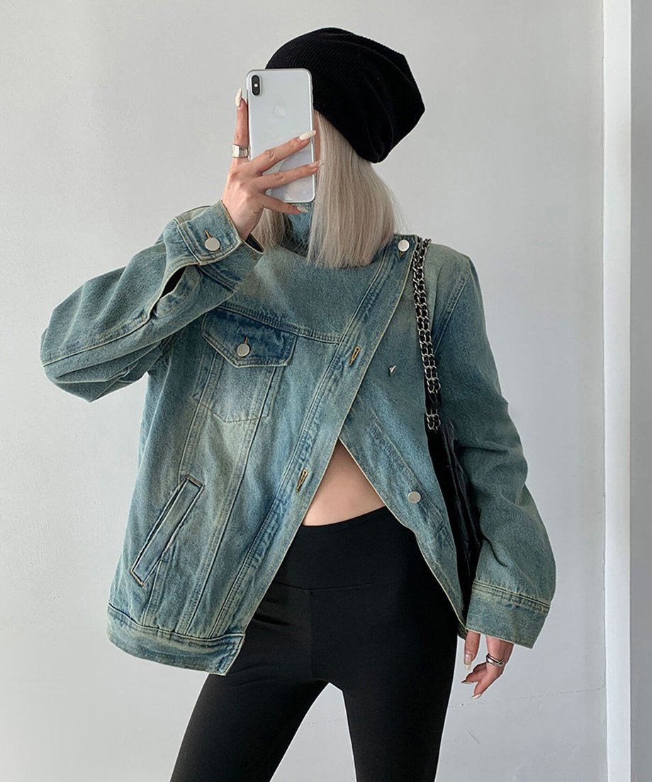 Stand Out Collar Denim Jacket