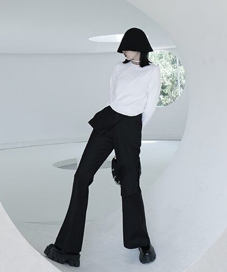 Layered Flare Cargo Pants
