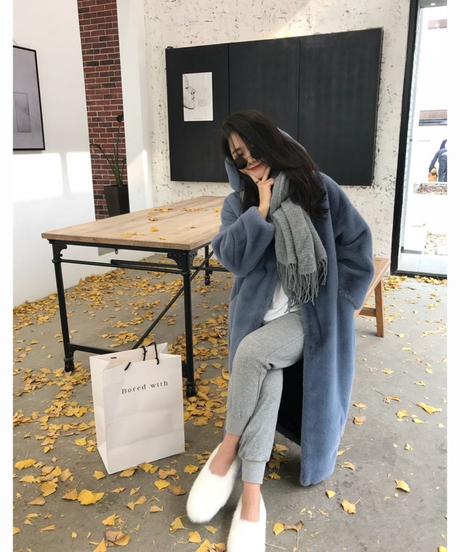 faux fur long coat