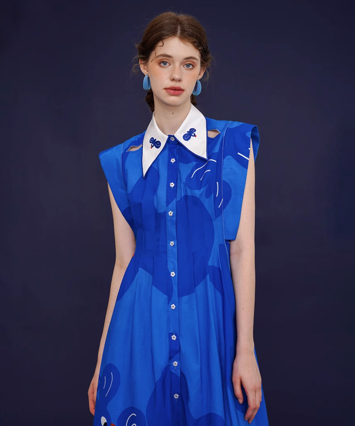Blue Bird Flared Dress