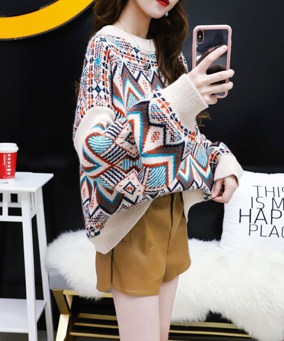 Tribal Geometric Knit Sweater