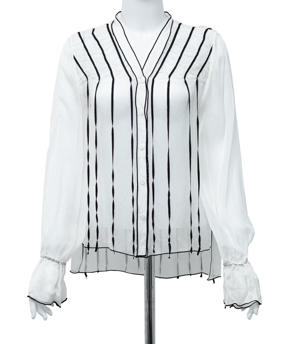 Line Art Sheer Blouse