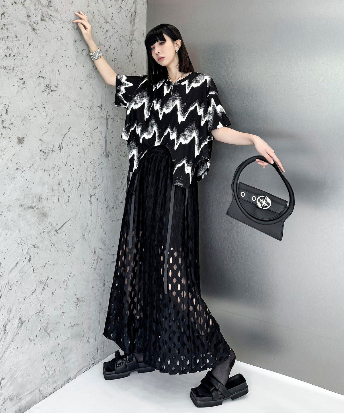 Cut-out Wide Pants