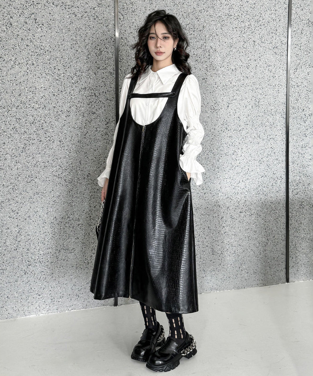 Zip Suspender Dress