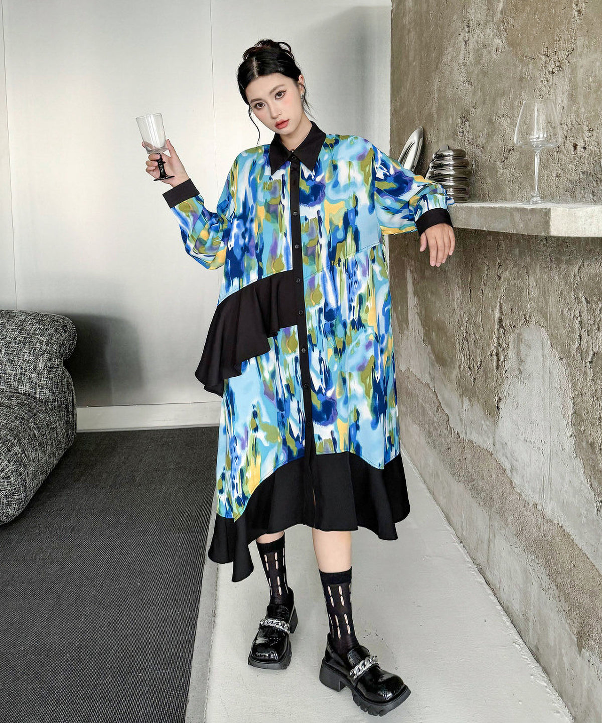 Marble Print Dress
