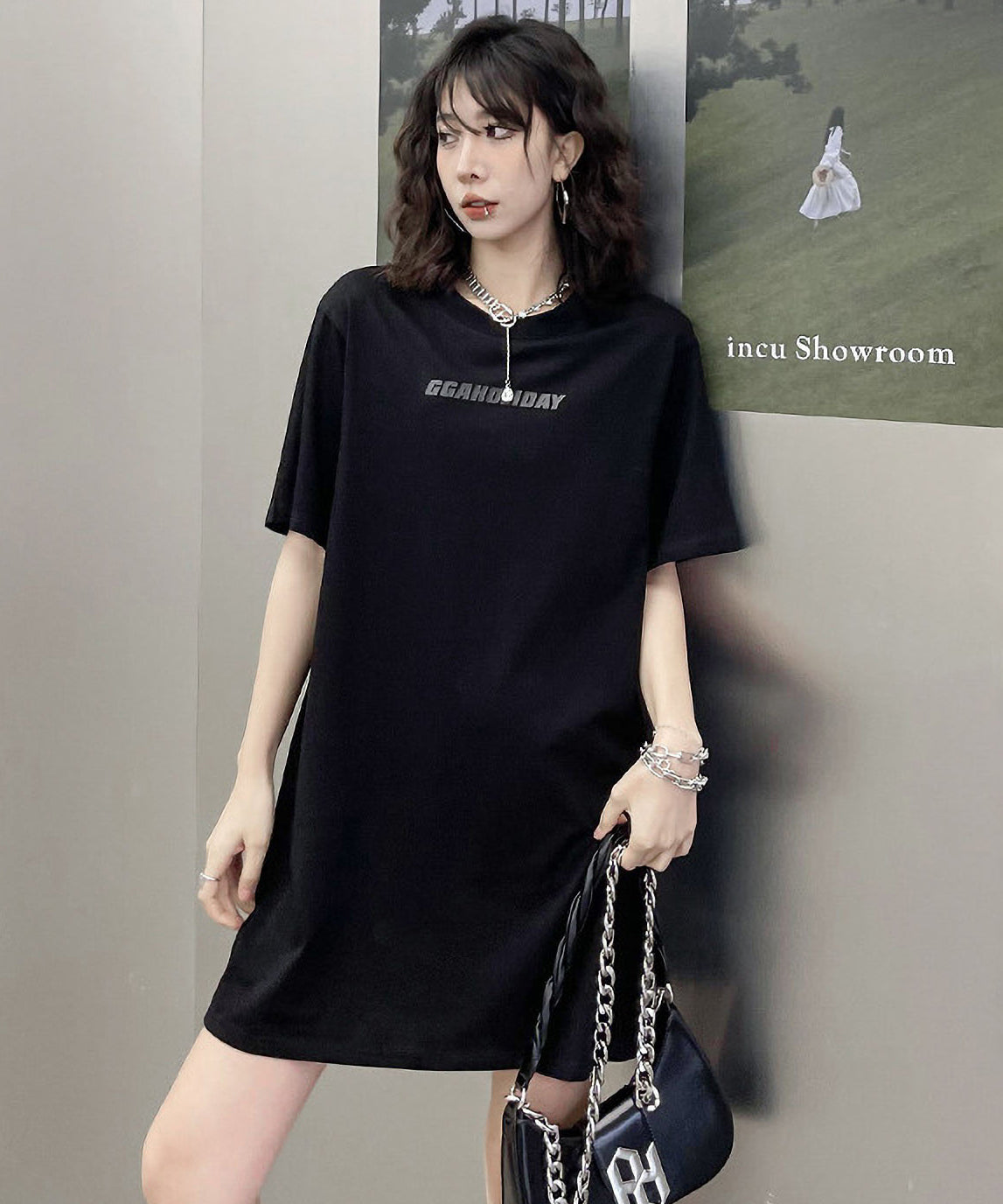 Loose T-shirts &amp; Mesh Dress Co-ord